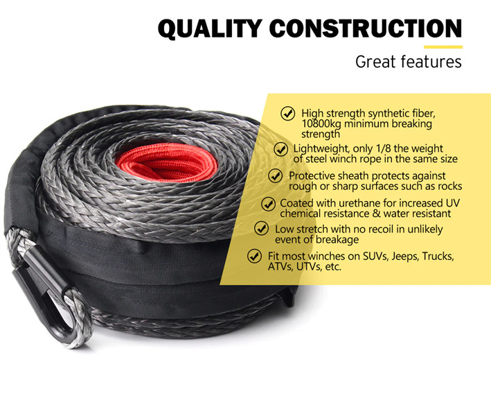 10MM x 30M Synthetic Winch Rope Dyneema SK75 Tow Recovery Cable Offroad 4WD - 2 Years Warranty