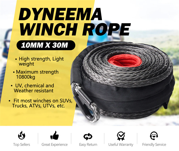 10MM x 30M Synthetic Winch Rope Dyneema SK75 Tow Recovery Cable Offroad 4WD - 2 Years Warranty