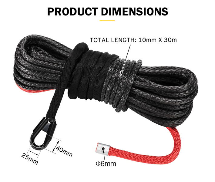 10MM x 30M Synthetic Winch Rope Dyneema SK75 Tow Recovery Cable Offroad 4WD - 2 Years Warranty