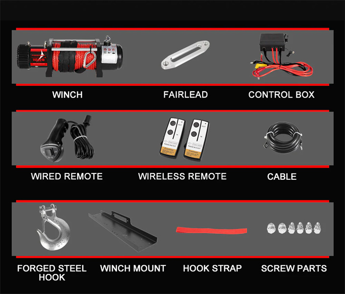 Fieryred 14500LBS 12V Synthetic Rope Electric Winch with Cradle - 1 Year Warranty