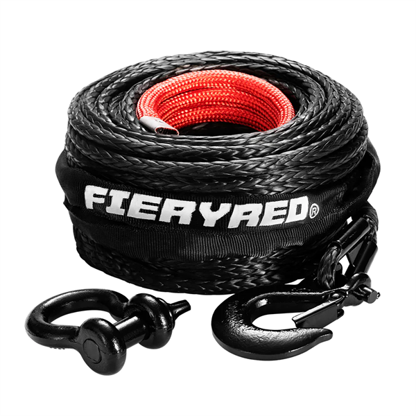 Winch Rope 10MM x 30M Dyneema SK75 Hook Synthetic Car Tow Recovery Cable Black  - 2 Years Warranty