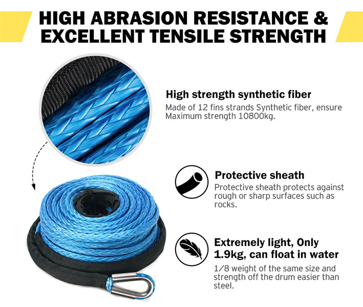 Winch Rope 10MM x 30M Dyneema SK75 Synthetic Rope - 2 Years Warranty