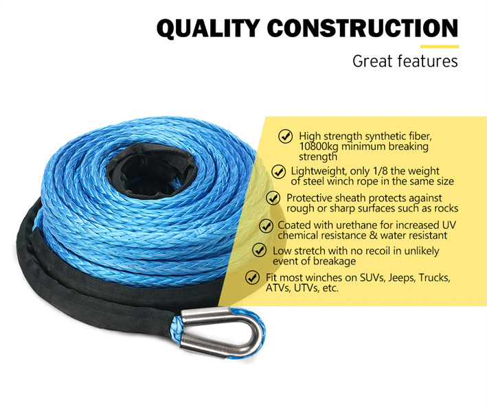 Winch Rope 10MM x 30M Dyneema SK75 Synthetic Rope - 2 Years Warranty