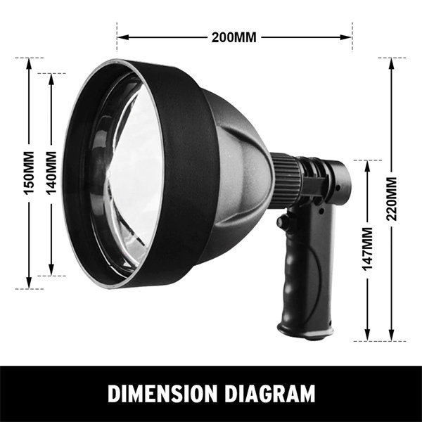 15W T6 Handheld Spot Light Rechargeable LED Spotlight Hunting Shooting 12V - 1 Year Warranty