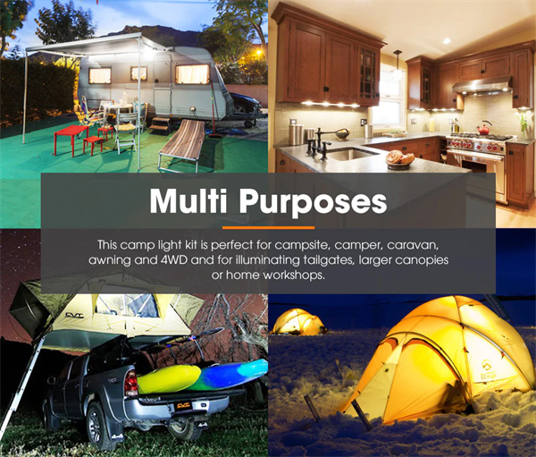 Lightfox 6PCS 12V LED Strip Light Bar Waterproof Amber White Lights Camping Boat - 2 years Warranty