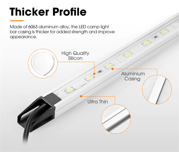 Lightfox 6PCS 12V LED Strip Light Bar Waterproof Amber White Lights Camping Boat - 2 years Warranty