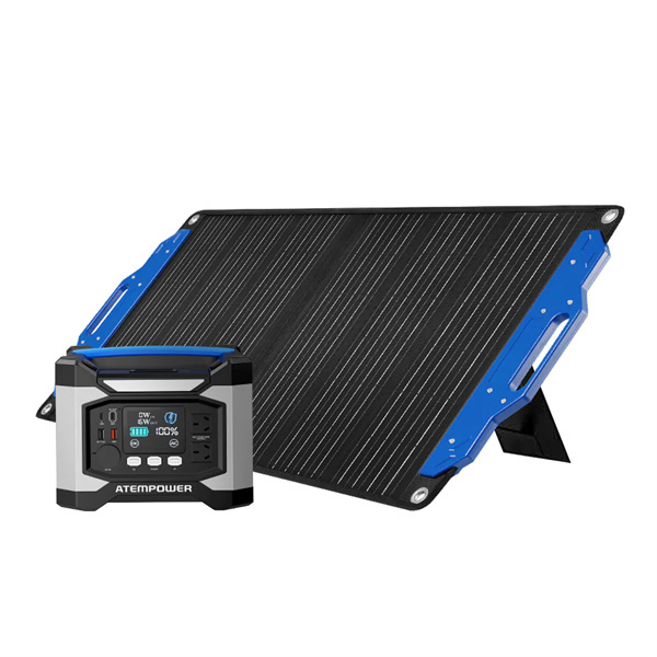 Atem Power 12V 100W Folding Solar Panel with 500W Portable Power Station Generator