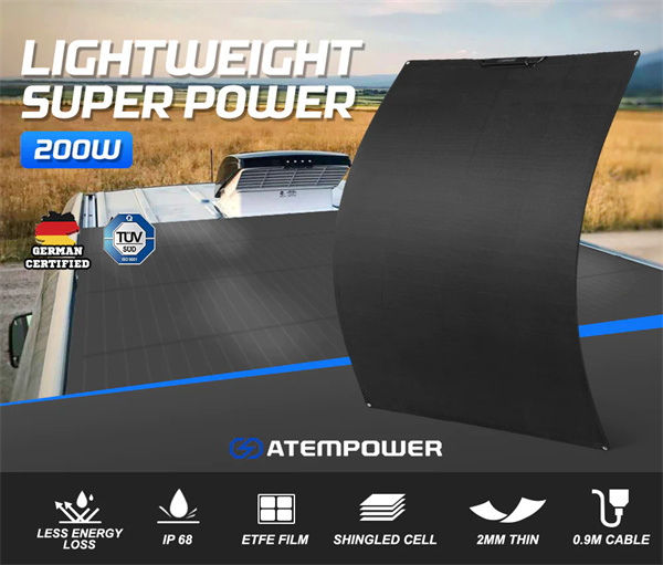Atem Power 200W 12V Flexible Solar Panel Mono Shingled Battery Charging Caravan - 3 Years Warranty