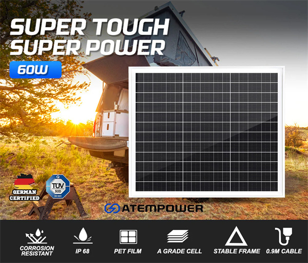 Atem Power 60W Solar Panel 12V Mono Generator Caravan Camping Battery Charging