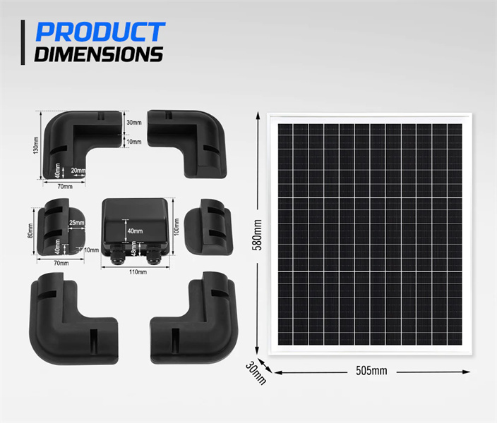 Atem Power 60W Solar Panel 12V Mono Generator Fixed + Solar Mounting Brackets