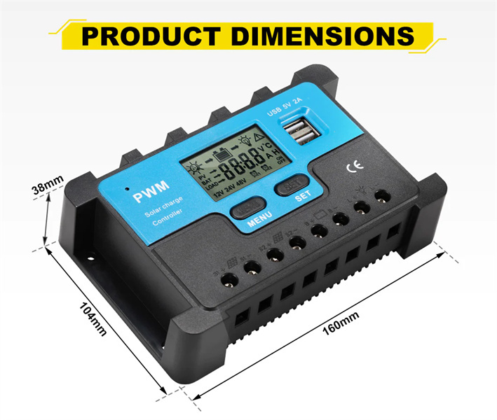 30A PWM Solar Charge Controller 30AMP Battery Regular 12/24V Auto USB LCD