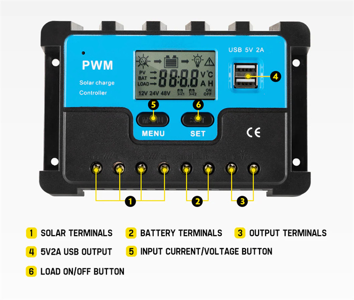 30A PWM Solar Charge Controller 30AMP Battery Regular 12/24V Auto USB LCD