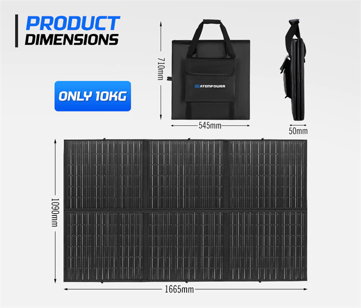 Atem Power 12V 300W Folding Solar Mat Flexible Blanket Solar Panel Kit Camping Charger