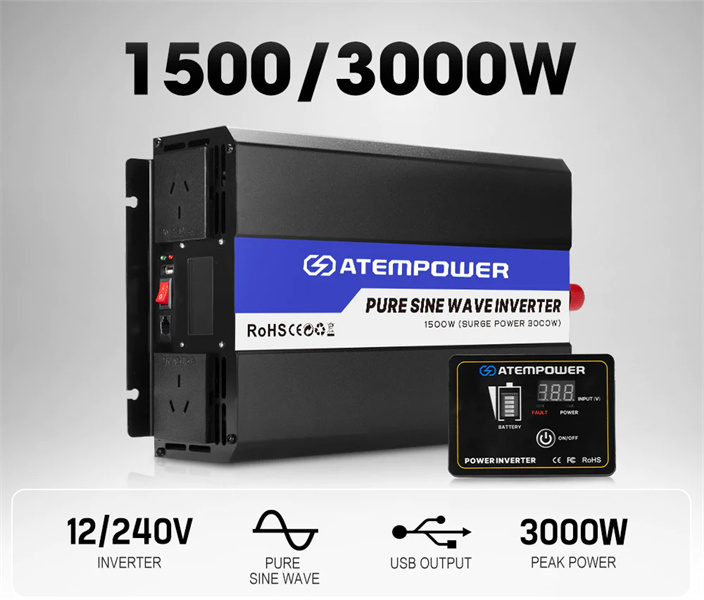 Atem Power 1500W/3000W 12V to 240V Pure Sine Wave Power Inverter