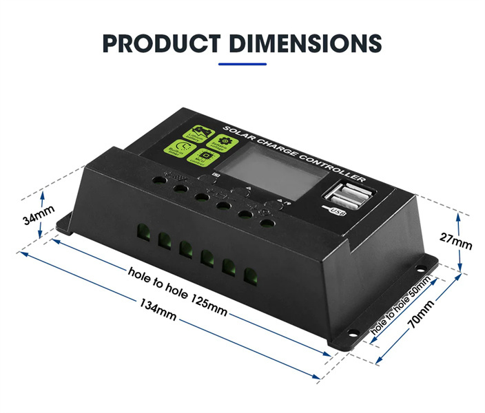 20A 12V/24V Solar Panel Battery Regulator Charge Controller PWM LCD Dual USB 20AMP