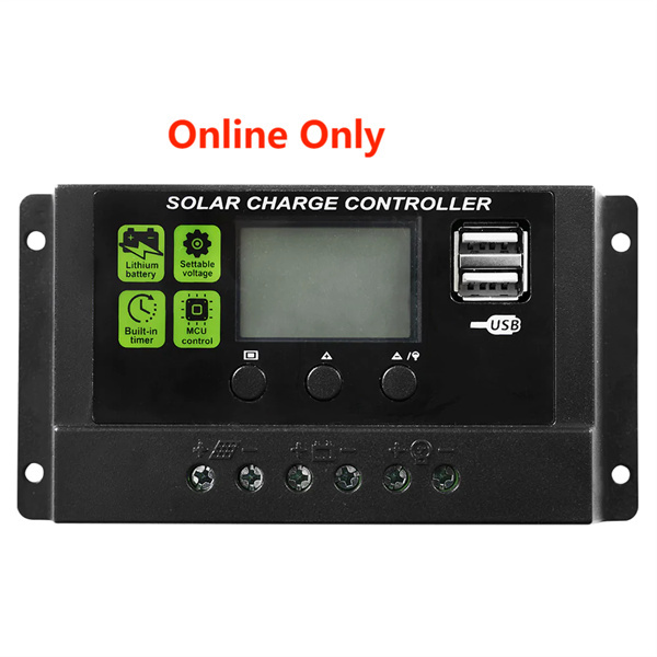 20A 12V/24V Solar Panel Battery Regulator Charge Controller PWM LCD Dual USB 20AMP