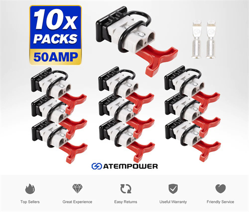 10x Anderson Style Plug Connectors 50 AMP T Handle Dust Cap Cover Solar - 3 Years Warranty