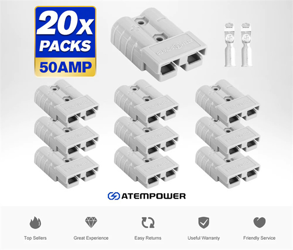 Atem Power  20PCS Anderson Style Plug Connectors 50 AMP 12-24V 6AWG DC Power Tool - 3 Years Warranty