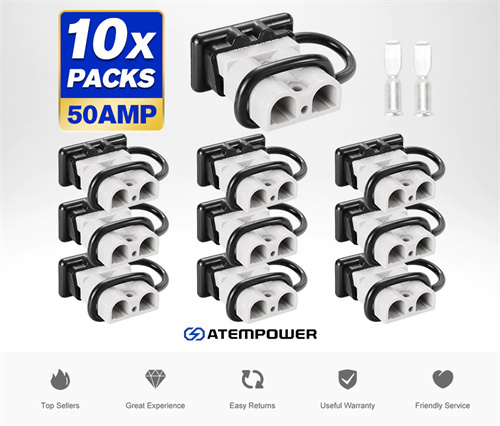 10x Anderson Cover Style Plug 50 Amp with Dust Cap 12-24V 6AWG DC Connector - 3 Years Warranty