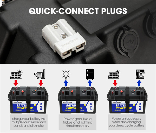 Atem Power 12V 40A DC to DC Battery Charger MPPT Dual Battery System with Battery Box