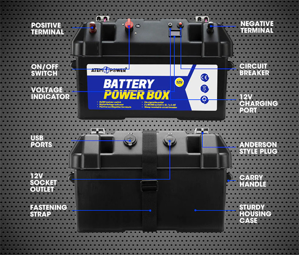 Atem Power 12V 40A DC to DC Battery Charger MPPT Dual Battery System with Battery Box