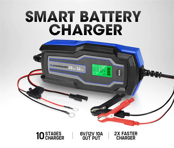 Smart Battery Charger 10A 6V/12V Automatic AGM Car Truck Boat Motorcycle GEL