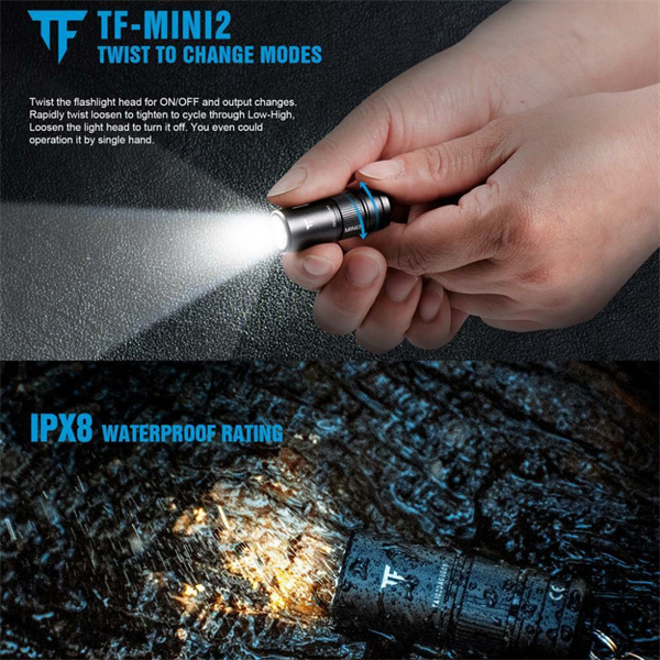 TrustFire MINI2 220 LM Keychain Flashlight USB Rechargeable, Keyring Torch