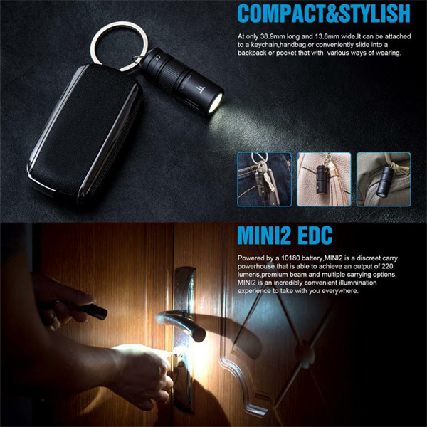 TrustFire MINI2 220 LM Keychain Flashlight USB Rechargeable, Keyring Torch