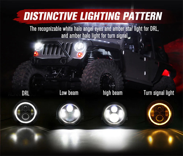 2x 7inch LED Headlights Hi-Lo Halo Angel Eyes for Jeep Wrangler GQ Patrol Truck