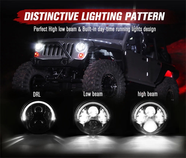 2x 7 inch LED Headlights Insert Hi/Lo Beam ADR Approved For Jeep Wrangler JK 07-18 - 2 years warranty