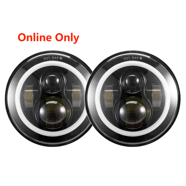 2x 7inch LED Headlights Hi-Lo Halo Angel Eyes for Jeep Wrangler GQ Patrol Truck