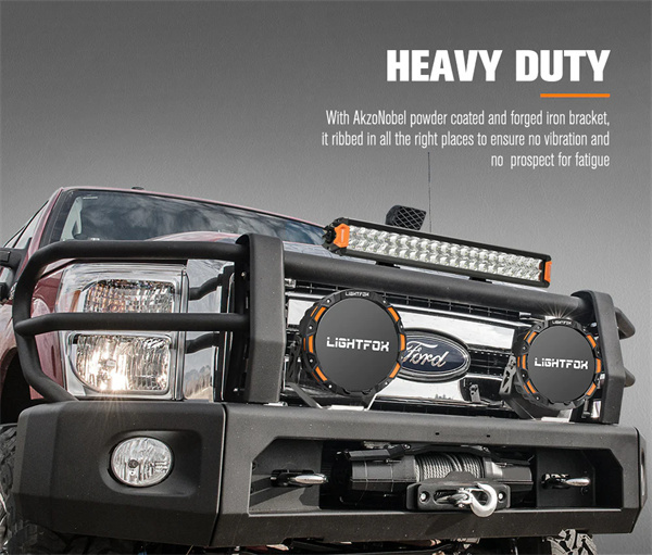 Lightfox Osram 9" LED Driving Lights + 20" Dual Row LED Light Bar + Wiring Kit - 5 Years Warranty