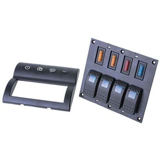 Drivetech 4x4 Rocker 4 Switch Panel On - Off - SPST 12 or 24V Blue Illumination