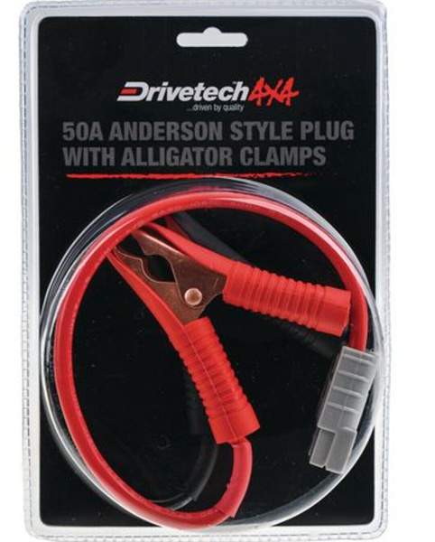 Drivetech 4x4 50A Anderson Plug to Alligator Clips Lead 300mm 6 B&S Cable