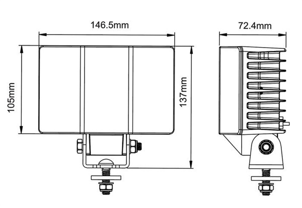 Curved LED Work Light 120 Degree Ultra Wide Flood Beam Curved 9-36V 9 x 10W 9500LM IP69K