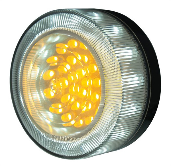 LV LED Bull Bar Indicator Light Round Clear Lens 12v 80 x 41mm 2pc