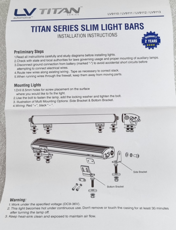 Titan Lighting 30 Inch Slim Light bar, 135w Combo beam LV9113 Single Row LED Light Bar