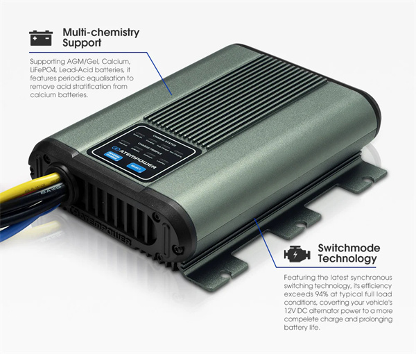 Atem Power 12V 40A DC to DC Battery Charger MPPT Dual Battery Lithium LifePO4 AGM