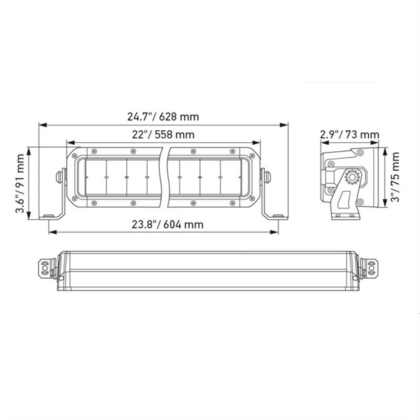 Hella 21.5" Double Row Mini Lightbar 215 W 12/24V 24 LED 16,800 LM Black Magic Tough