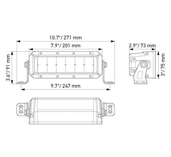 Hella 7" Double Row Mini Lightbar 28W 12/24V 12 LED 5040LM Black Magic