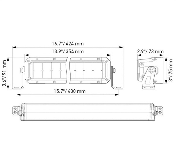 Hella 13" Double Row Mini Lightbar 55W 12/24V 24 LED 10,080 LM Black Magic