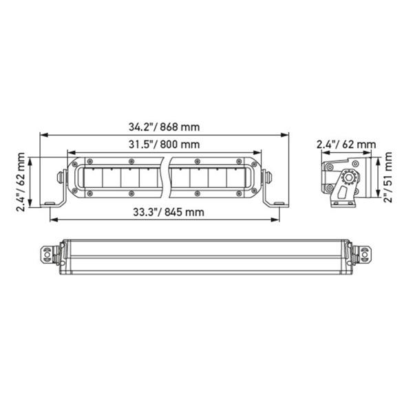 Hella 20" Slim Light Bar Pencil Beam 10-30V 5700K IP69K Black Magic Tough