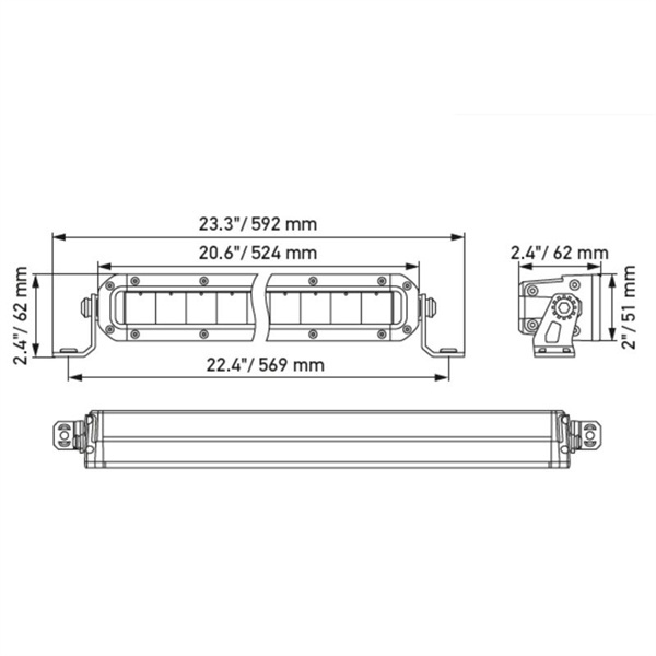 Hella 20" Slim Light Bar Pencil Beam 10-30V 5700K IP69K Black Magic Tough
