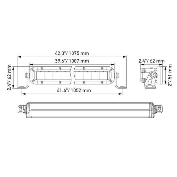 Hella 40inch Slim Light Bar Pencil Beam 10-30V 5700K IP69K Black Magic Tough- 17640 Lumens