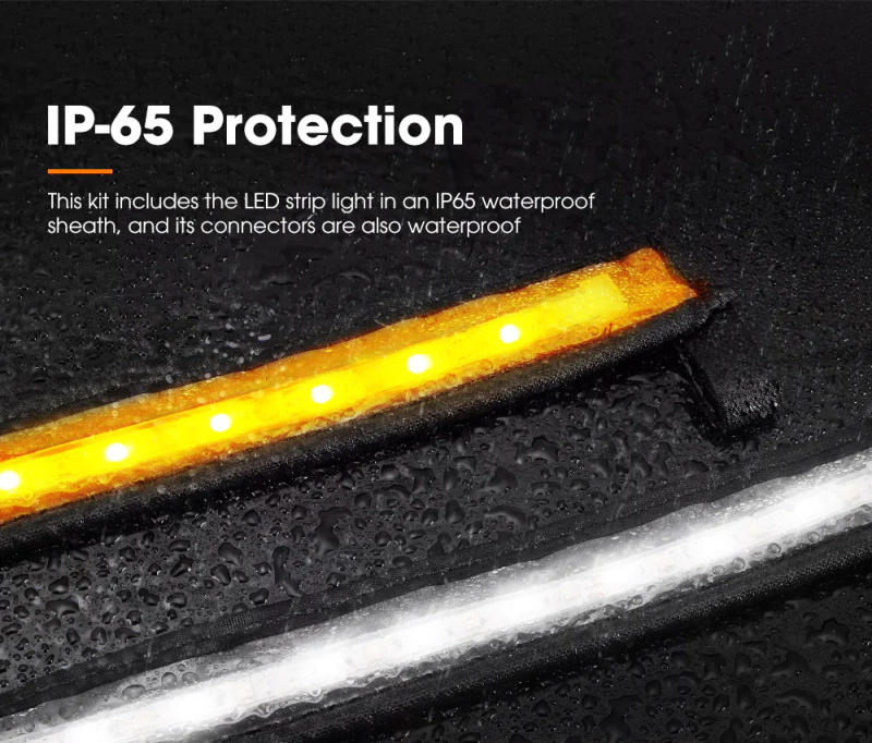 12V 1.3M LED Camping Strip Light Flexible 2835 SMD Caravan Boat Waterproof Amber- 1 Year Warranty