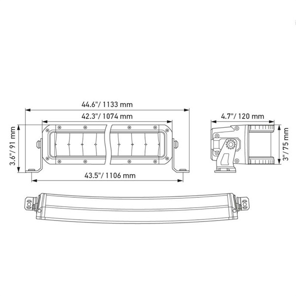 40 inch  Double Row Curved Light Bar Combo Beam 10-30V 5700K IP69K Black Magic Tough