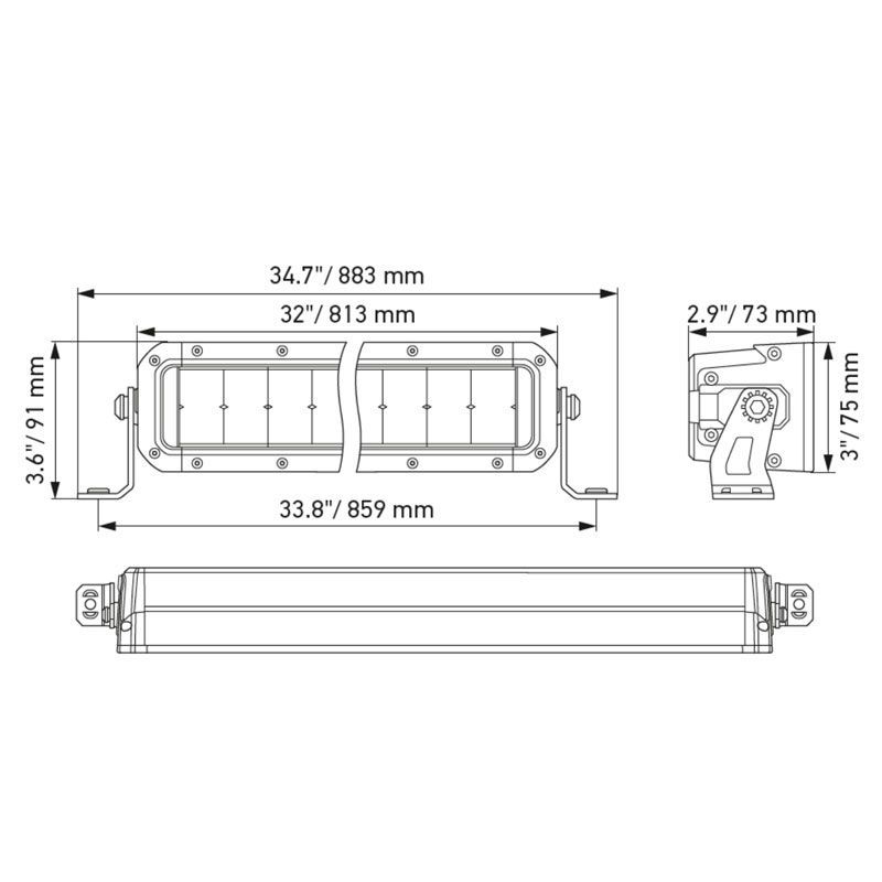 Hella 30 Inch Double Row Mini Lightbar 310 W 12/24V 60 LED ” 25200 LM Black Magic Tough