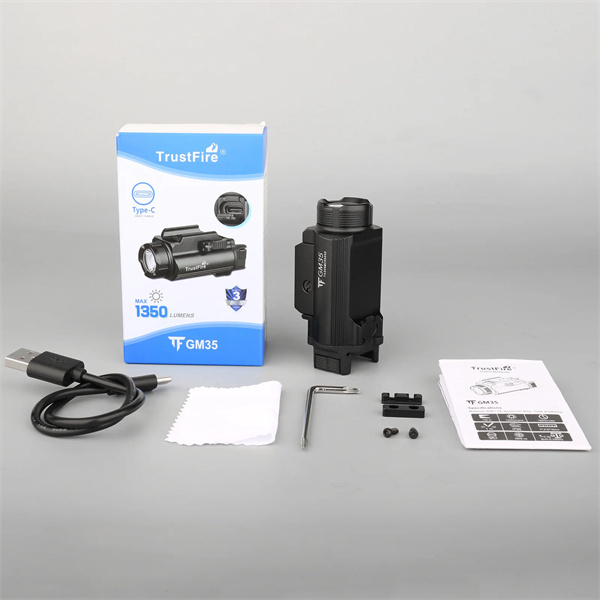 GM35 LED Tactical Light 1350 Lumens, Type-C Direct charger LED Rail Mount Flashlight kit