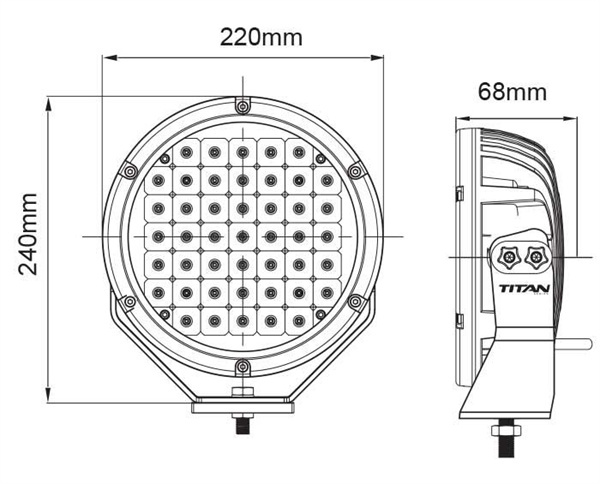 Titan 9 Inch LED Driving Light 225 Watt LED Spot Light 19500 Lumens LV9418 Off Road, 4WD Lights