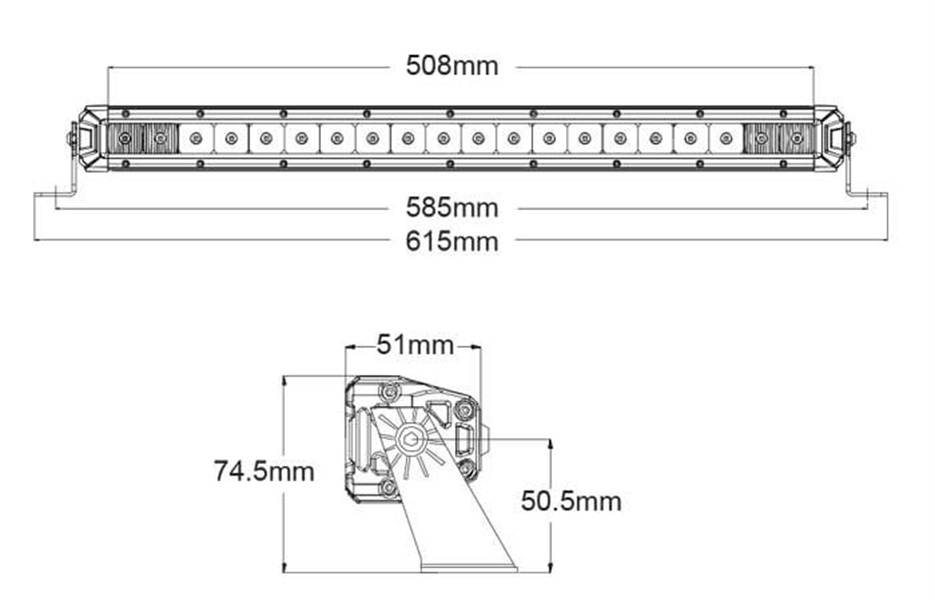 20 Inch LED Light Bar 20 X 1.5W LED Combo Beam 9-32V Input Voltage